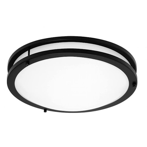 Seasons Carlisle 12-Inch Round 12w20w Dimmable Integrated LED Flush Mount Light With 3 CCT Selectable In Matte Black