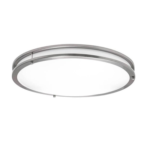 Seasons Carlisle 18-Inch Round 28w 34w Dimmable Integrated LED Flush Mount Light With 3 CCT Selectable In Brushed Nickel