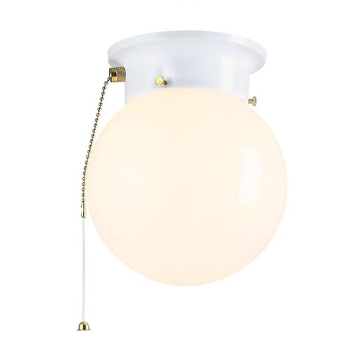 Seasons 6 In. 1-Light Bulb-Based Globe Fixture With Pull Chain In White