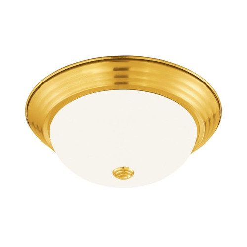 Seasons 13-Inch Dome 2-Light 60w Incandescent Flush Mount Light, Polished Brass