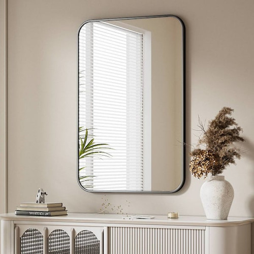 Easly 24" X 36" Rectangular Black Aluminum Alloy Framed Wall Mirror