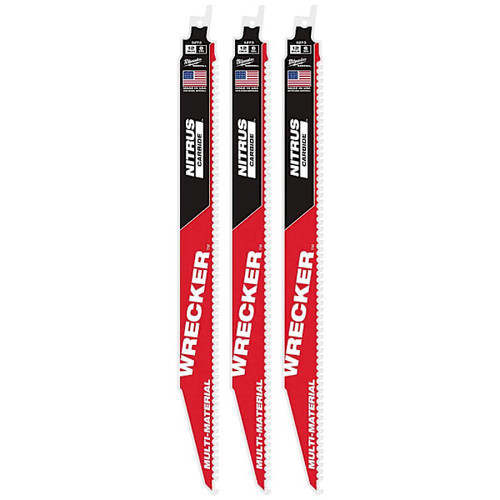 Milwaukee 12" Wrecker With Nitrus Carbide Blades, Package Of 3