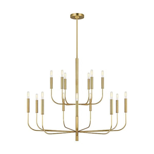 Generation Lighting Brianna 15-Light 2-Tier Modern Chandelier, Burnished Brass