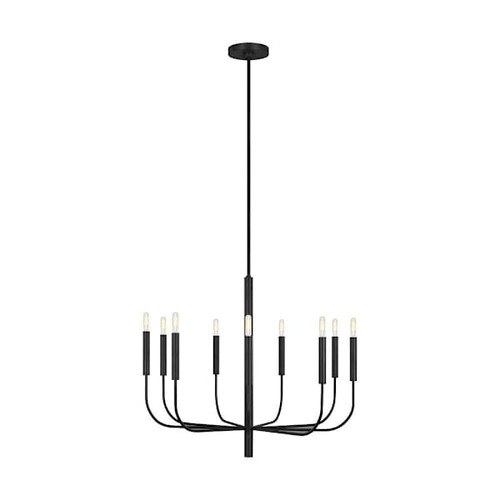 Generation Lighting Brianna 9-Light Minimalist Modern Chandelier, Aged Iron