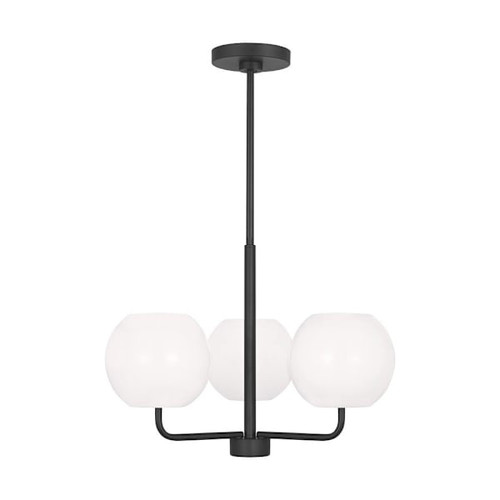 Generation Lighting Rory 21" 3-Light Midnight Black Chandelier, Opal Glass