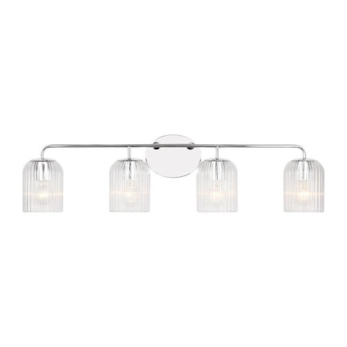 Generation Lighting Eisele 33.75" 4-Light Chrome Vanity Light, Clear Ribbed