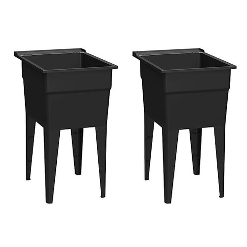 Rugged Tub 18"X24" Black Freestanding Utility/Laundry Sink (Pack Of 2)