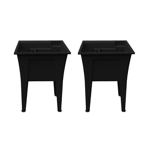 Rugged Tub 24"X22" Black Freestanding Utility/Laundry Sink (Pack Of 2)