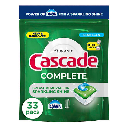 Casade Complete Actionpacs W/ Dawn Fresh Scent Tablet Detergent 33-Cnt Case Of 4
