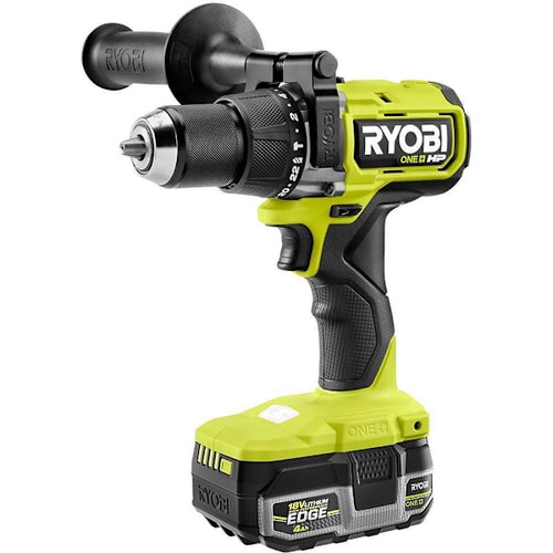 Ryobi One+ 18v HP Brushless 1/2" Hammer Drill Kit With Battery, Charger, And Bag