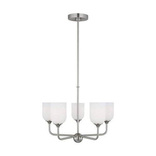 Generation Lighting Emile 20" 5-Light Brushed Steel Chandelier With Bulbs