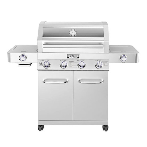 Monument Grills 4-Burner Propane Grill Stainless LED Controls Clear View Lid