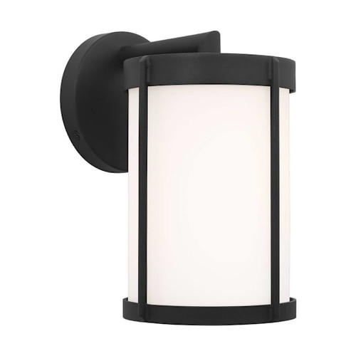 Generation Lighting Luning 10" 1-Light Textured Black Wall Lantern, Opal Etched