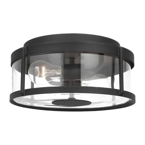 Generation Lighting Luning 5.75 In. 2-Light Texture Black Wall Lantern