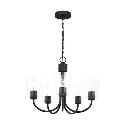 Generation Lighting Miles 5-Light Midnight Black Chandelier, Clear Glass