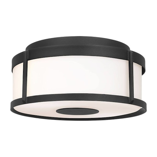 Generation Lighting Luning 5.75" 2-Light Textured Black Wall Lantern Opal Etched