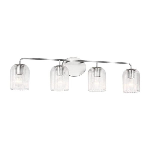 Generation Lighting Eisele 33.75" 4-Light Brushed Nickel Vanity Light, Ribbed