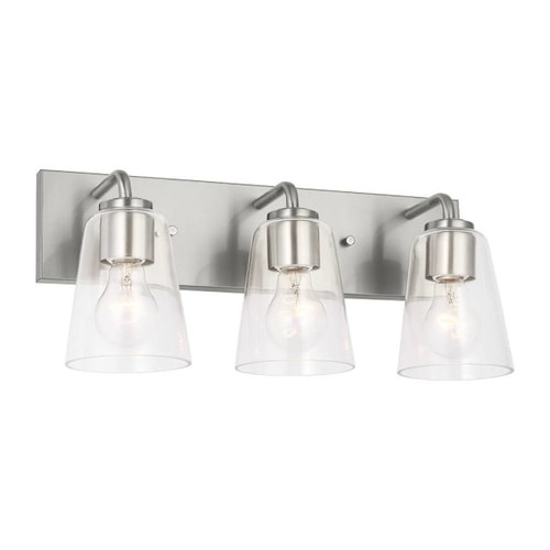 Generation Lighting Miles 18" 3-Light Brushed Nickel Vanity Light, Clear Glass
