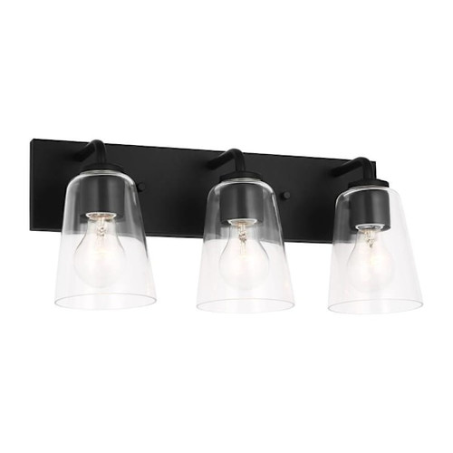 Generation Lighting Miles 18" 3-Light Midnight Black Vanity Light, Clear Glass
