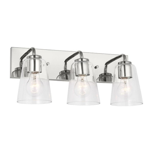 Generation Lighting Miles 18" 3-Light Chrome Vanity Light, Clear Glass