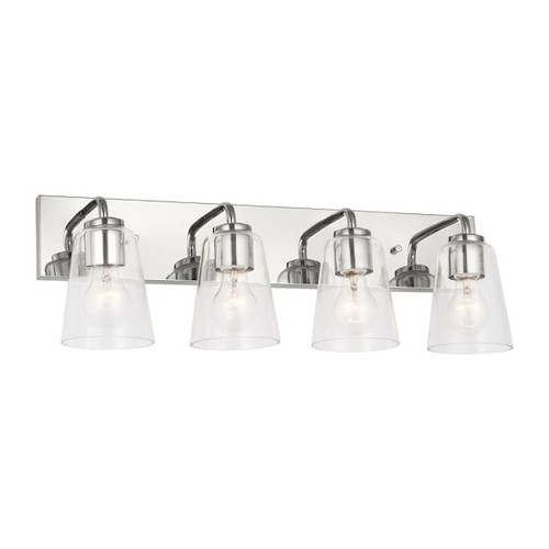 Generation Lighting Miles 25" 4-Light Chrome Vanity Light, Clear Glass
