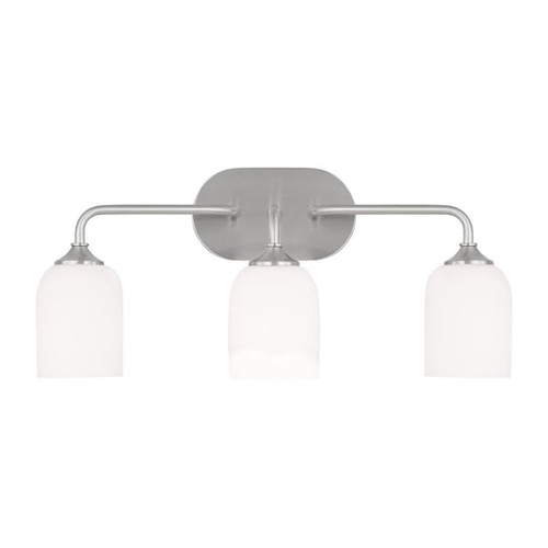 Generation Lighting Emile 22" 3-Light Brushed Steel Vanity Light With Bulbs