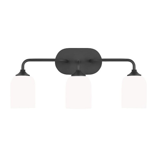 Generation Lighting Emile 22" 3-Light Midnight Black Vanity Light With Bulbs