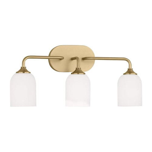 Generation Lighting Emile 22" 3-Light Satin Brass Vanity Light With Bulbs