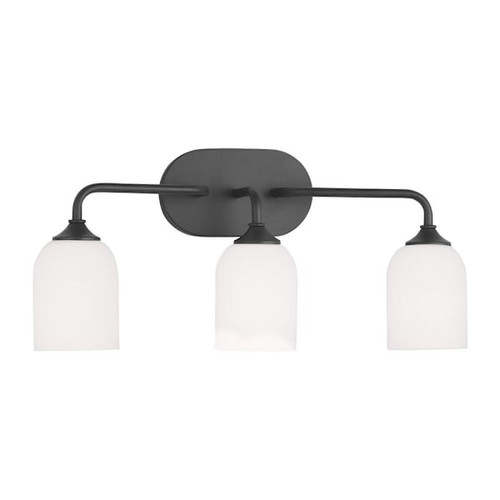 Generation Lighting Emile 22" 3-Light Midnight Black Vanity Light, Etched Glass
