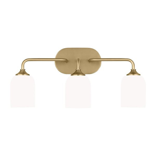 Generation Lighting Emile 22" 3-Light Satin Brass Vanity Light, Etched Glass