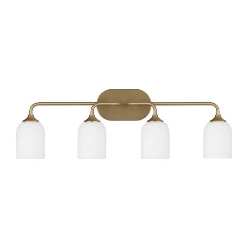 Generation Lighting Emile 31" 4-Light Satin Brass Vanity Light With Bulbs