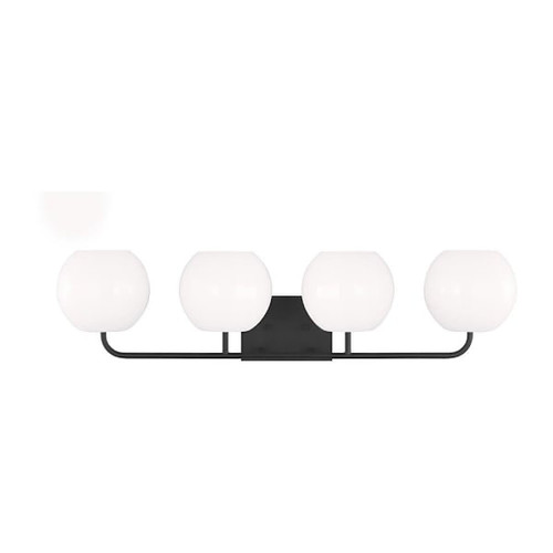 Generation Lighting Rory 4-Light Midnight Black Vanity Light With LED Bulbs
