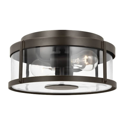 Generation Lighting Luning 5.75" 2-Light Antique Bronze Wall Lantern Clear Glass