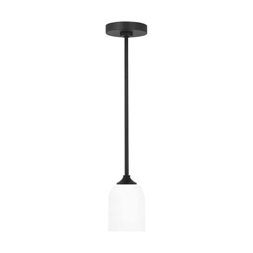 Generation Lighting Emile 1-Light Midnight Black Mini Pendant With Bulb