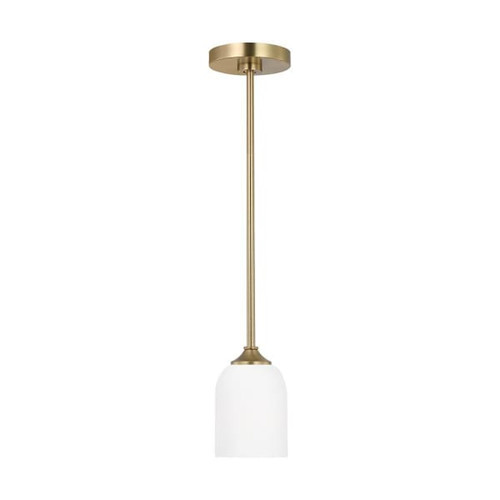 Generation Lighting Emile 1-Light Satin Brass Mini Pendant With Bulb