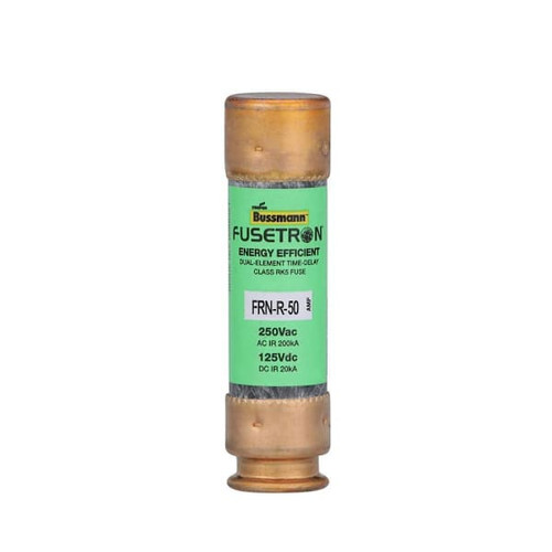 Bussmann Frn Series 50 Amp Brass Fuse Cartridge, Time Delay, Current-Limiting