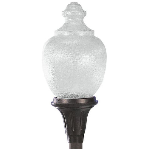 Liteco 30" Commercial Acorn Post Top, E39, Black With Clear Textured Lens
