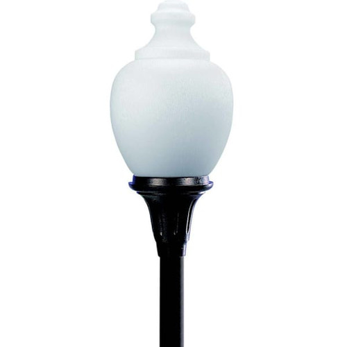Liteco 30" Commercial Acorn Post Top, E26, Black With Frosted Textured Lens