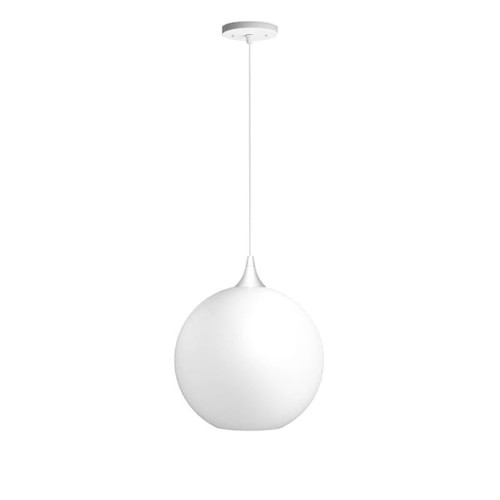 Liteco 12" Pendant Fixture, E26 Socket, 5' Cord, White With Acrylic White Globe