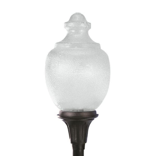 Liteco 35.75" Commercial Acorn Post Top, E26, Black With Clear Textured Lens