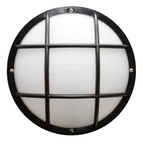 Liteco 10.25" Outdoor Composite Fixture, E26 Socket, Black Housing, Frost Lens
