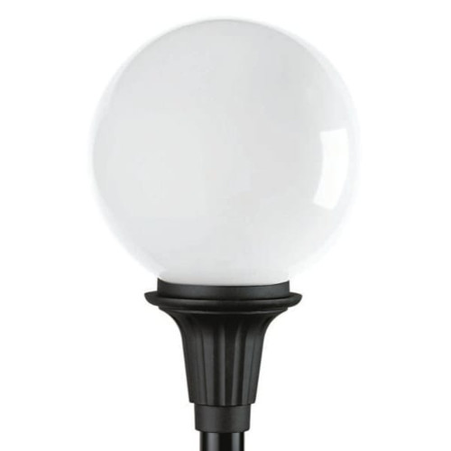 Liteco 18" Outdoor Commercial Globe Post Top, E39 Socket, Black With White Lens