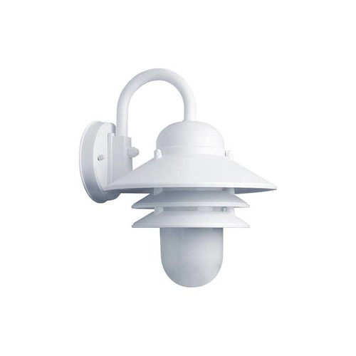 Liteco Outdoor Wall Mount Fixture, E26 Socket, White Housing With White Lens