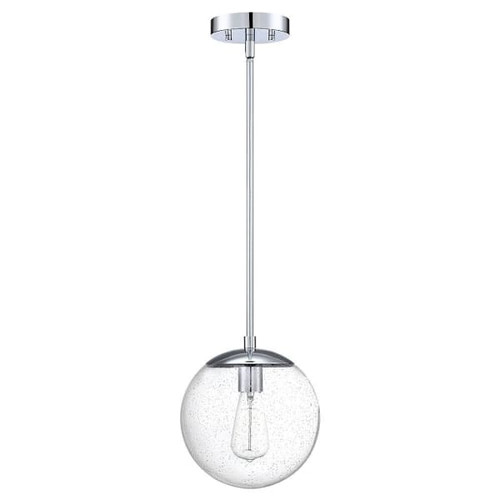 Design House Gracelyn 1-Light Pendant Light, Seeded Glass Globe, Polished Chrome