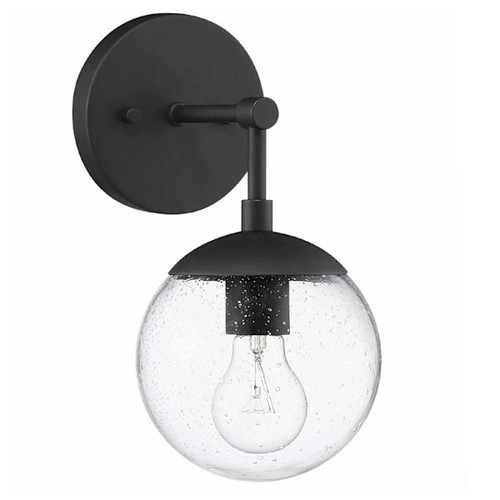 Design House Gracelyn 1-Light Wall Sconce, Seeded Glass Globe, Matte Black