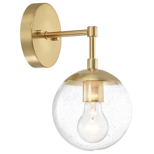 Design House Gracelyn 1-Light Wall Sconce, Seeded Glass Globe, Satin Gold