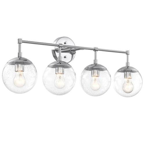 Design House Gracelyn 4-Light Vanity, Seeded Glass Globe, Polished Chrome