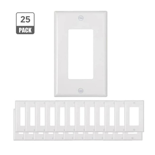 Energetic Lighting Decora Wall Plate, 1-Gang, White, Package Of 25