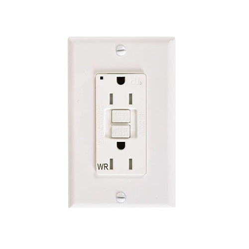 Energetic Lighting 15 Amp Gfci Decorator Outlet, Tamper/Weather Resistant, White