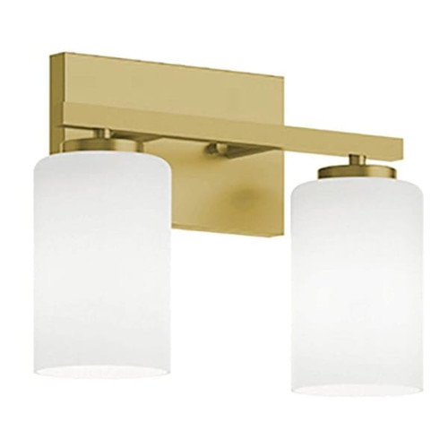 Afx Leo 13" 2-Light Vanity With Frosted Glass, Medium Base, Light Antique Brass